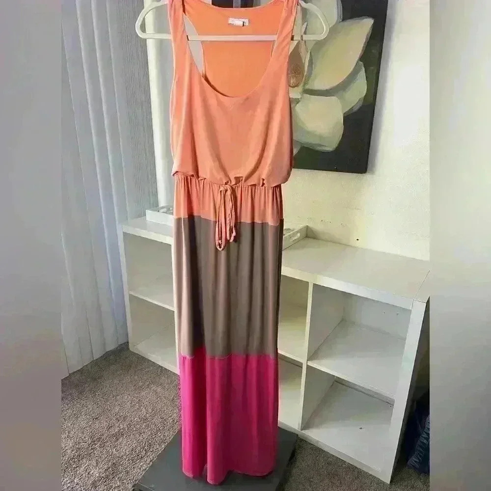 LONDON TIMES Block Color Sleveless Maxi Dress size 6